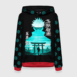 Толстовка-худи женская Годжо Сатору Магическая битва, цвет: 3D-красный
