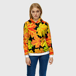 Толстовка-худи женская LEAF FALL AUTUMN, цвет: 3D-белый — фото 2