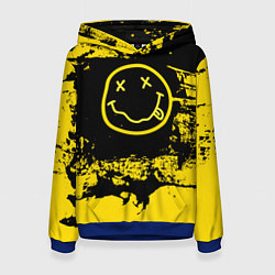 Толстовка-худи женская Нирвана Гранж Nirvana Smile, цвет: 3D-синий