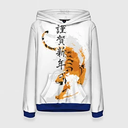 Толстовка-худи женская Китайский тигр, цвет: 3D-синий