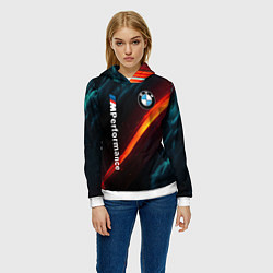 Толстовка-худи женская BMW M PERFORMANCE NEON БМВ М НЕОН, цвет: 3D-белый — фото 2