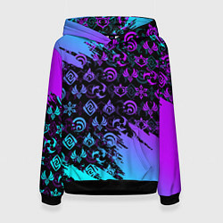 Женская толстовка GENSHIN NEON PATTERN SYMBOL НЕОН ЭМБЛЕМЫ