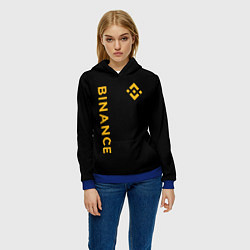 Толстовка-худи женская БИНАНС ЛОГО КАРБОН BINANCE LOGO, цвет: 3D-синий — фото 2