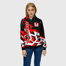 Толстовка-худи женская Honda Хонда, цвет: 3D-черный — фото 2