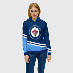 Толстовка-худи женская Виннипег Джетс, цвет: 3D-синий — фото 2
