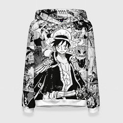 Толстовка-худи женская Ван Пис, One Piece, манга, цвет: 3D-белый