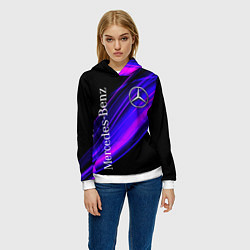 Толстовка-худи женская MERCEDES-BENZ МЕРСЕДЕС-БЕНЗ ПУРПУРНЫЙ, цвет: 3D-белый — фото 2