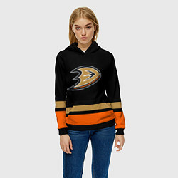 Толстовка-худи женская Anaheim Ducks Анахайм Дакс, цвет: 3D-черный — фото 2