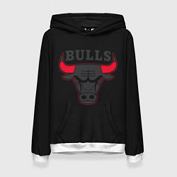 Толстовка-худи женская CHICAGO BULLS ЧИКАГО БУЛЛС ЯРОСТЬ БЫКА, цвет: 3D-белый