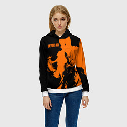 Толстовка-худи женская Сайтама образ в силуэте One Punch-Man, цвет: 3D-белый — фото 2