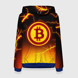 Толстовка-худи женская ОГНЕННЫЙ БИТКОИН HODL IT BITCOIN, цвет: 3D-синий