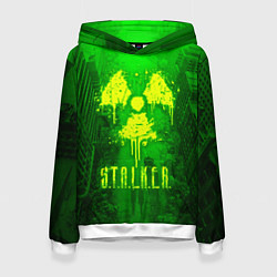 Толстовка-худи женская STALKER LOGO RADIATOIN NEON TOXIC, цвет: 3D-белый