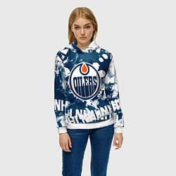 Толстовка-худи женская Эдмонтон Ойлерз Edmonton Oilers, цвет: 3D-белый — фото 2