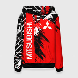 Толстовка-худи женская MITSUBISHI МИЦУБИСИ МИТСУБИСИ МИЦУБИШИ, цвет: 3D-черный
