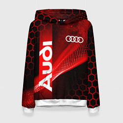 Толстовка-худи женская AUDI АУДИ SPORT СПОРТ RED AND BLACK, цвет: 3D-белый