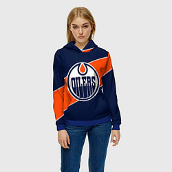 Толстовка-худи женская Эдмонтон Ойлерз Edmonton Oilers NHL, цвет: 3D-синий — фото 2