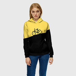 Толстовка-худи женская Бегущий за велосипедом, цвет: 3D-черный — фото 2