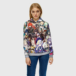 Толстовка-худи женская ПЕРСОНАЖИ GENSHIN IMPACT ЦВЕТНОЙ, цвет: 3D-меланж — фото 2