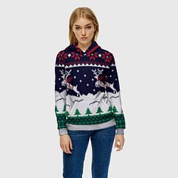 Толстовка-худи женская СВИТЕР С ОЛЕНЯМИ DEER SWEATER, цвет: 3D-меланж — фото 2