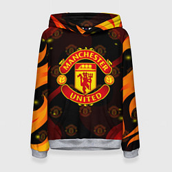 Толстовка-худи женская MANCHESTER UNITED FIRE STYLE SPORT ПЛАМЯ, цвет: 3D-меланж