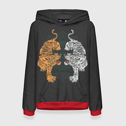Толстовка-худи женская Два тигра, цвет: 3D-красный