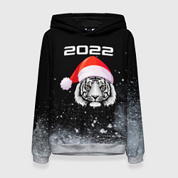 Толстовка-худи женская Новогодний тигр 2022, цвет: 3D-меланж