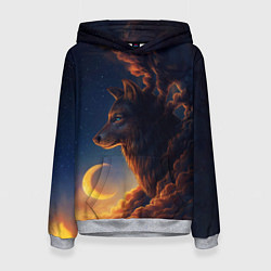 Толстовка-худи женская Ночной Волк Night Wolf, цвет: 3D-меланж