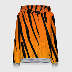 Толстовка-худи женская Шкура тигра диагональ, цвет: 3D-меланж