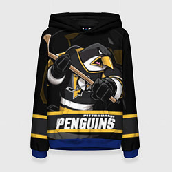 Толстовка-худи женская Питтсбург Пингвинз, Pittsburgh Penguins, цвет: 3D-синий