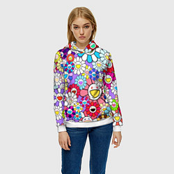 Толстовка-худи женская Цветы Takashi Murakami, цвет: 3D-белый — фото 2