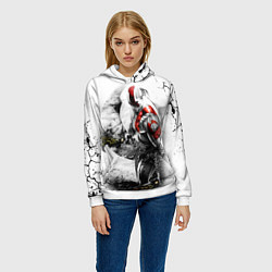 Толстовка-худи женская КРАТОС С МЕЧАМИ, БОГ ВОЙНЫ, цвет: 3D-белый — фото 2
