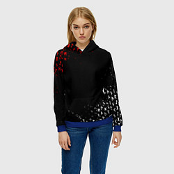 Толстовка-худи женская КРАСНО БЕЛЫЕ РУНЫ, цвет: 3D-синий — фото 2