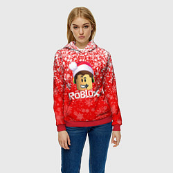 Толстовка-худи женская ROBLOX НОВОГОДНИЙ SMILE 2022, цвет: 3D-красный — фото 2