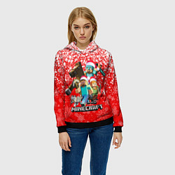 Толстовка-худи женская НОВОГОДНИЙ МАЙНКРАФТ, НОВЫЙ ГОД 2022,, цвет: 3D-черный — фото 2