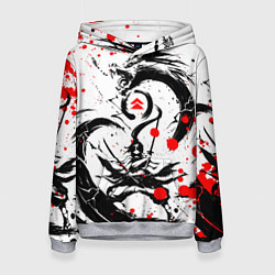 Толстовка-худи женская GHOST OF TSUSHIMA ДРАКОН НА СПИНЕ, цвет: 3D-меланж