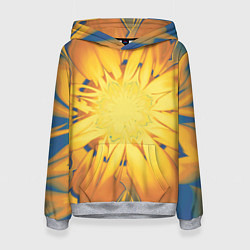 Толстовка-худи женская Солнечный цветок Абстракция 535-332-32, цвет: 3D-меланж