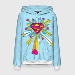 Толстовка-худи женская Logo The 14th of February Superman, цвет: 3D-белый