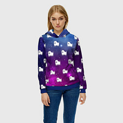 Толстовка-худи женская UNDERTALE DOGS PATTERN SPACE, цвет: 3D-синий — фото 2