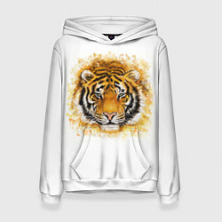 Толстовка-худи женская Дикий Тигр Wild Tiger, цвет: 3D-белый