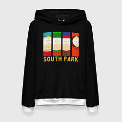 Толстовка-худи женская South Park - Южный парк главные герои, цвет: 3D-белый