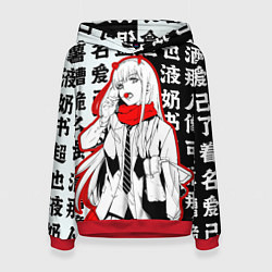 Толстовка-худи женская ZERO TWO с чупачупсом на Иероглифах Любимый во фра, цвет: 3D-красный