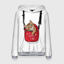 Толстовка-худи женская Карманный котенок, цвет: 3D-меланж