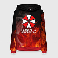 Толстовка-худи женская Umbrella Corporation пламя, цвет: 3D-красный