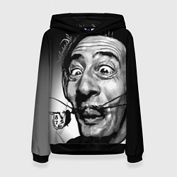 Толстовка-худи женская Salvador Dali - grimace, цвет: 3D-черный