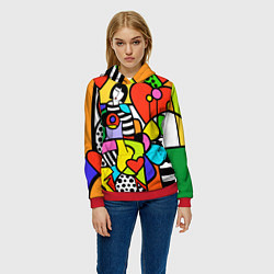 Толстовка-худи женская Romero Britto - valentines day, цвет: 3D-красный — фото 2