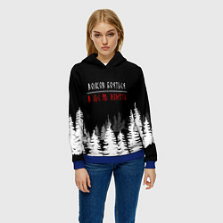 Толстовка-худи женская ВОЛКОВ БОЯТЬСЯ - В ЛЕС НЕ ХОДИТЬ, цвет: 3D-синий — фото 2