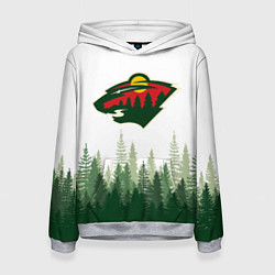 Толстовка-худи женская Minnesota Wild, Миннесота Уайлд Лес, цвет: 3D-меланж