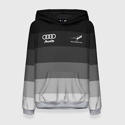 Толстовка-худи женская Audi, Ауди Серый градиент, цвет: 3D-меланж