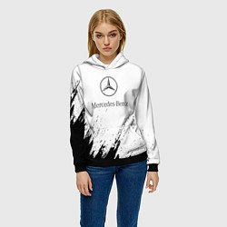 Толстовка-худи женская Mercedes-Benz - White texture, цвет: 3D-черный — фото 2