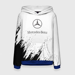 Толстовка-худи женская Mercedes-Benz - White texture, цвет: 3D-синий